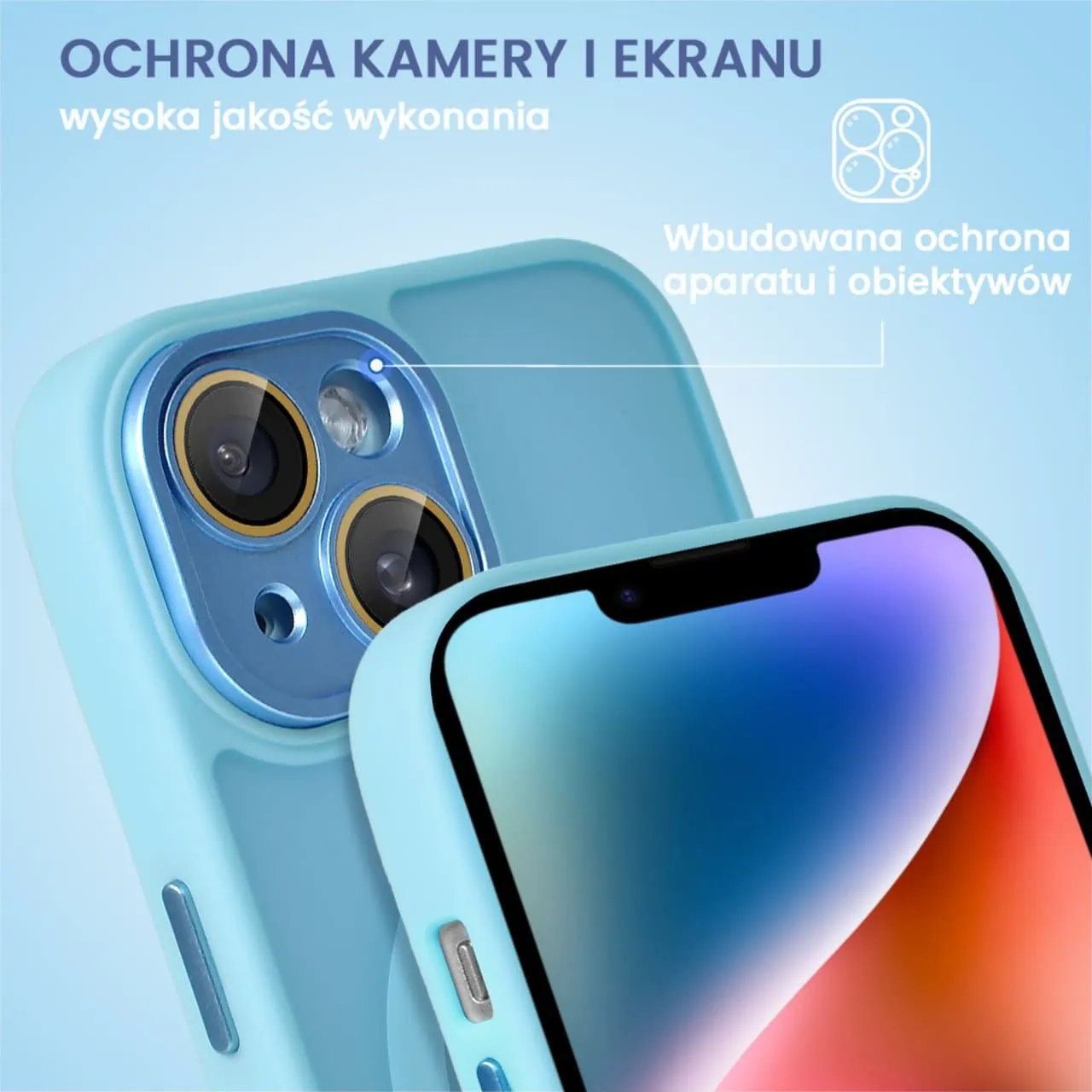 Etui do iPhone 14 Color Flush z Magsafe, z osłoną aparatu, błękitne