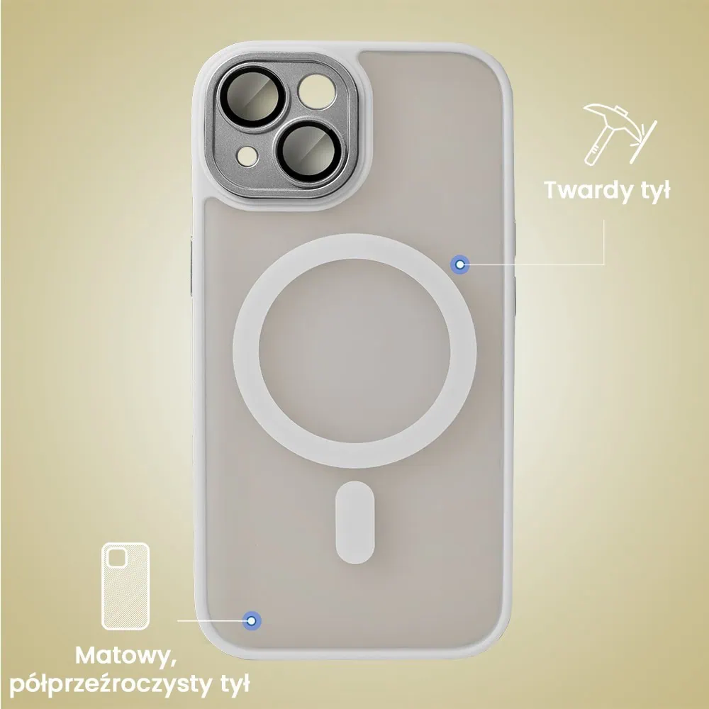 Etui do iPhone 14 Color Flush z Magsafe, z osłoną aparatu, popielate