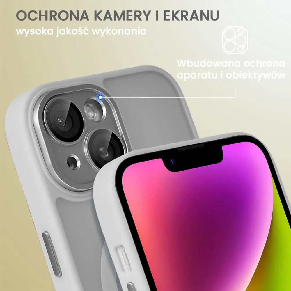 Etui do iPhone 14 Color Flush z Magsafe, z osłoną aparatu, popielate