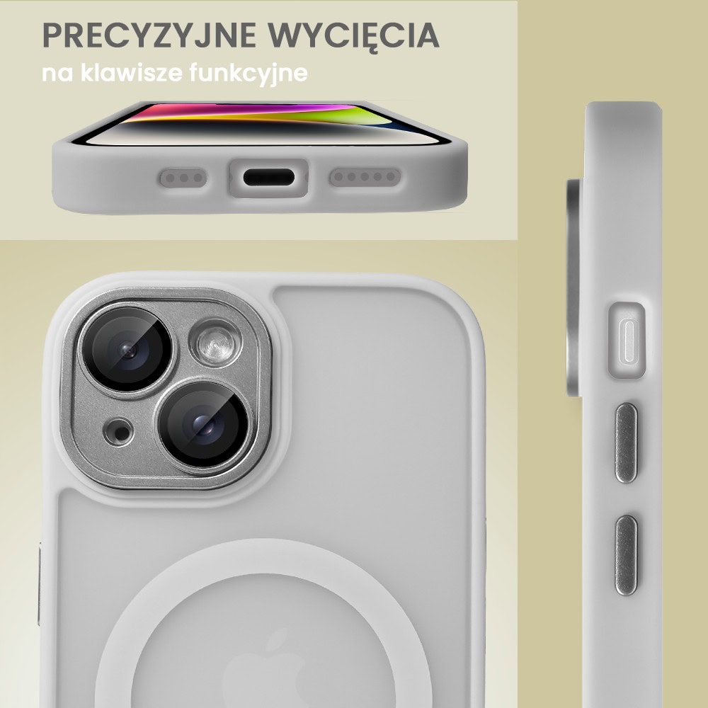 Etui do iPhone 14 Color Flush z Magsafe, z osłoną aparatu, popielate