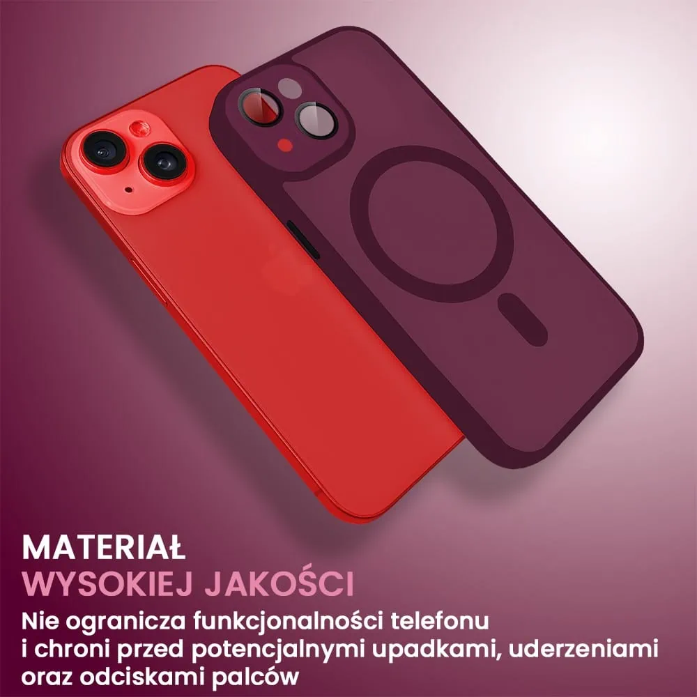 Etui do iPhone 14 Color Flush z Magsafe, z osłoną aparatu, wiśniowe