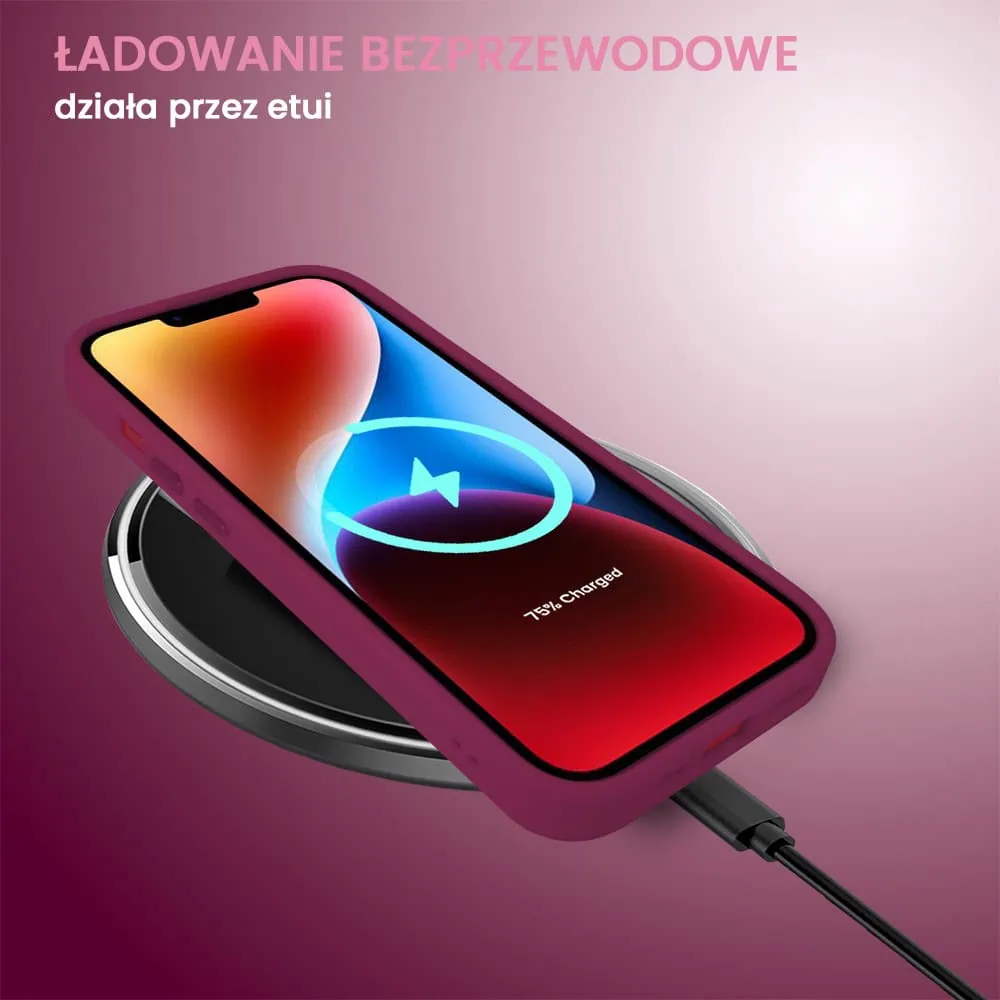 Etui do iPhone 14 Color Flush z Magsafe, z osłoną aparatu, wiśniowe