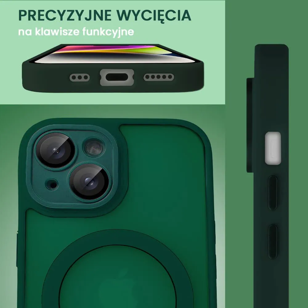 Etui do iPhone 14 Color Flush z Magsafe, z osłoną aparatu, ciemna zieleń
