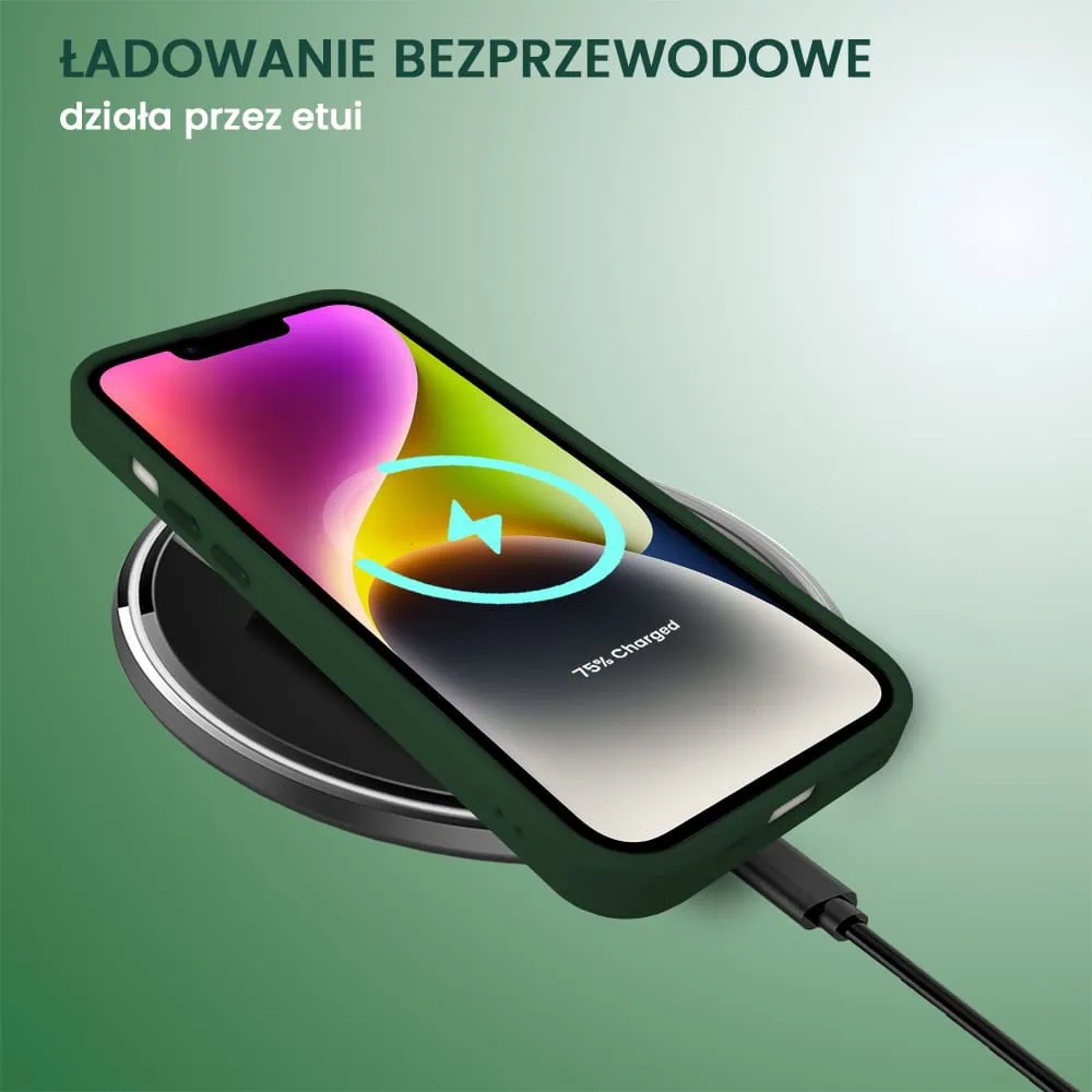 Etui do iPhone 14 Color Flush z Magsafe, z osłoną aparatu, ciemna zieleń
