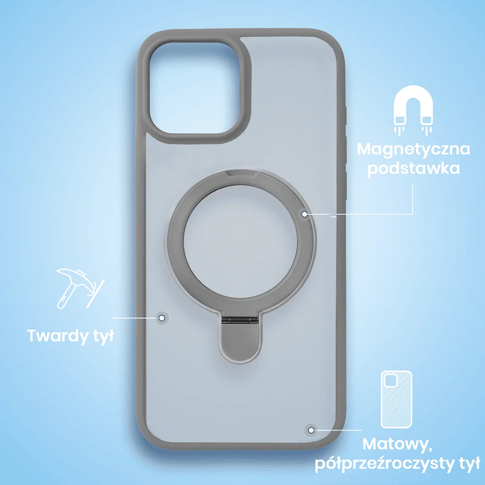 Etui do iPhone 14 Frosted Armor Stand 3w1 z podstawka i ochrona aparatu, szare