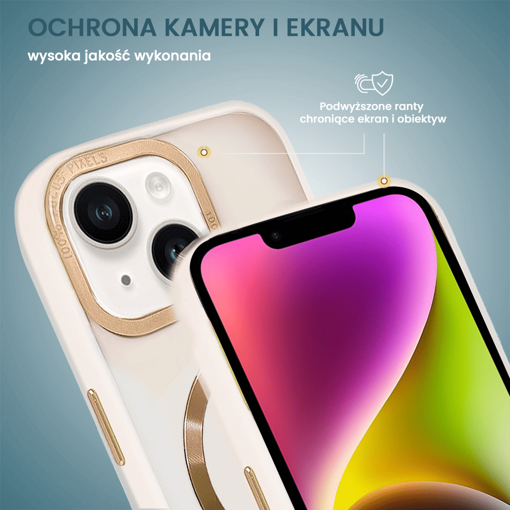 Etui do iPhone 14 Gold Crown Protective Matte z MagSafe, półprzeźroczyste matowe, złote