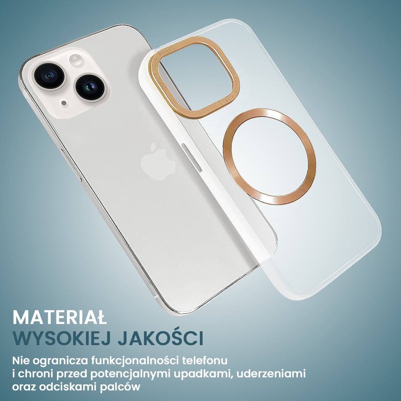 Etui do iPhone 14 Gold Crown Protective Matte z MagSafe, półprzeźroczyste matowe, złote