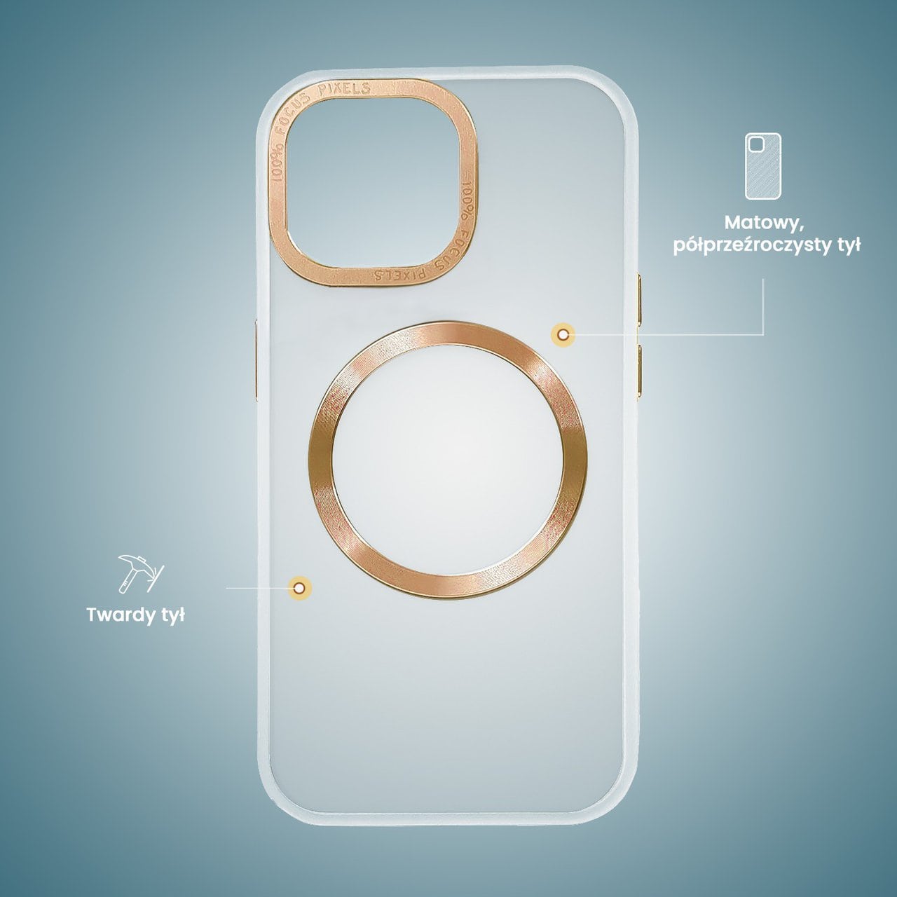 Etui do iPhone 14 Gold Crown Protective Matte z MagSafe, półprzeźroczyste matowe, złote