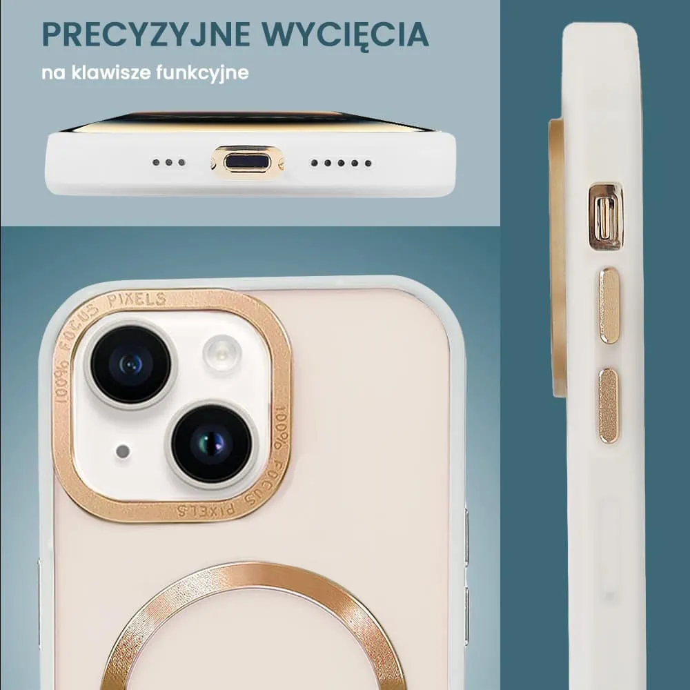 Etui do iPhone 14 Gold Crown Protective Matte z MagSafe, półprzeźroczyste matowe, złote