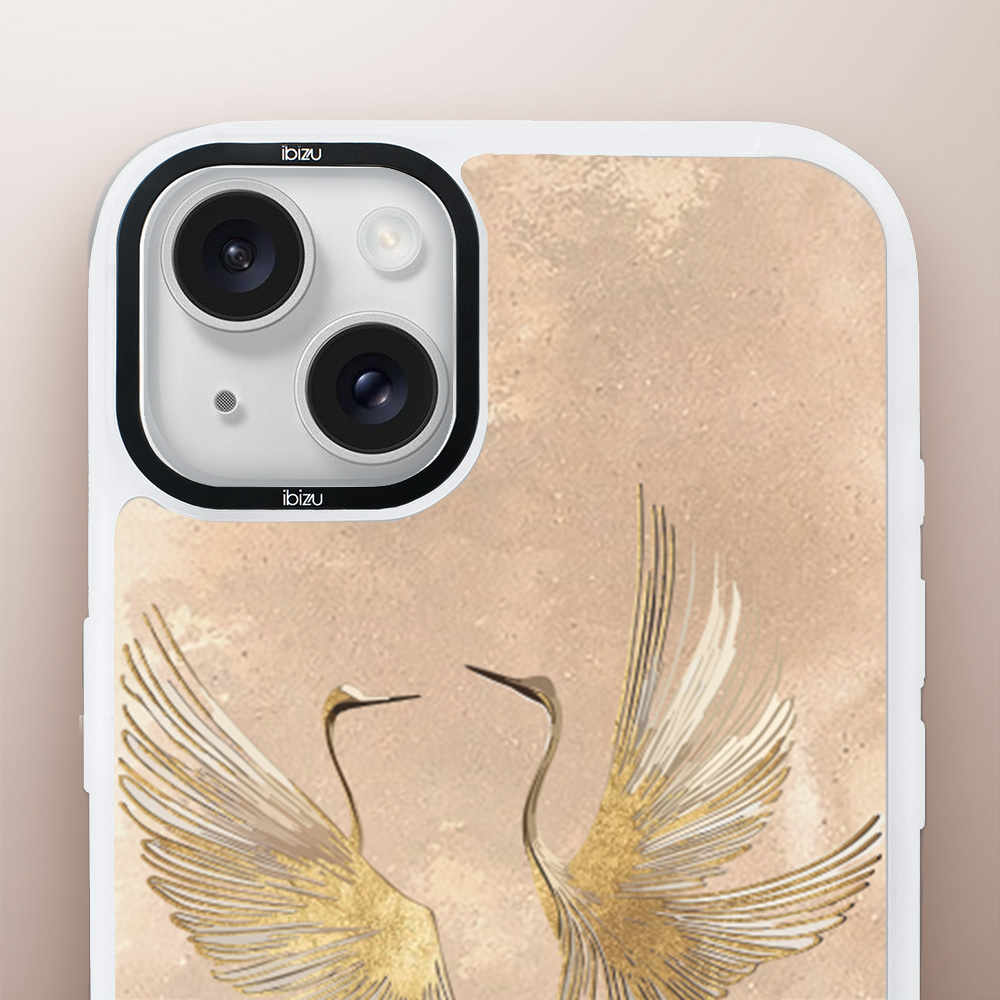 Etui do iPhone 14 Plus IBIZU DropGuard Matt z MagSafe, Boho, Złote żurawie