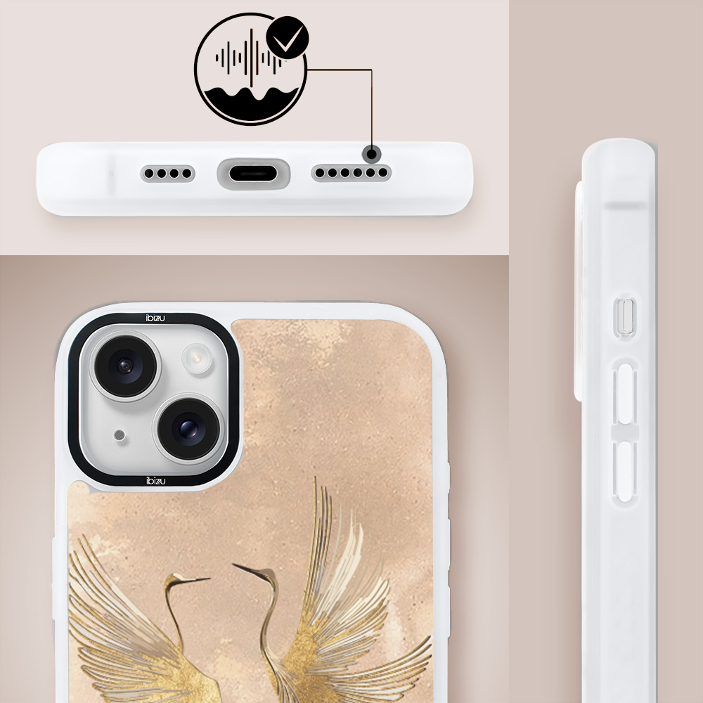 Etui do iPhone 14 Plus IBIZU DropGuard Matt z MagSafe, Boho, Złote żurawie
