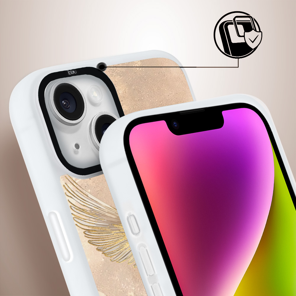 Etui do iPhone 14 Plus IBIZU DropGuard Matt z MagSafe, Boho, Złote żurawie