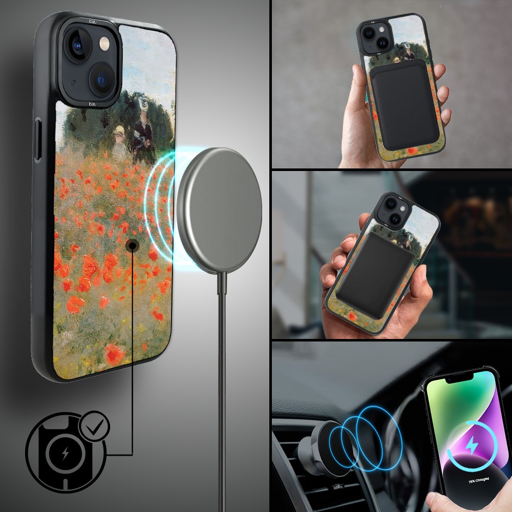 Etui do iPhone 14 Plus IBIZU DropGuard Matt z MagSafe, Claude Monet, pole maków