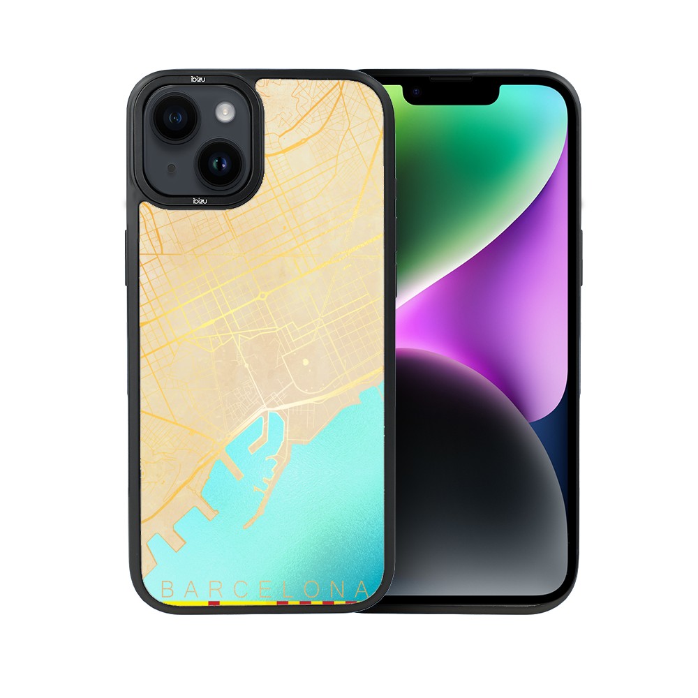 Etui do iPhone 14 Plus IBIZU DropGuard Matt z MagSafe, Mapy Świata, Barcelona