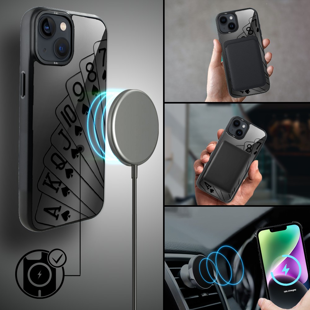 Etui do iPhone 14 Plus IBIZU DropGuard Matt z MagSafe, Midnight, Karty do gry