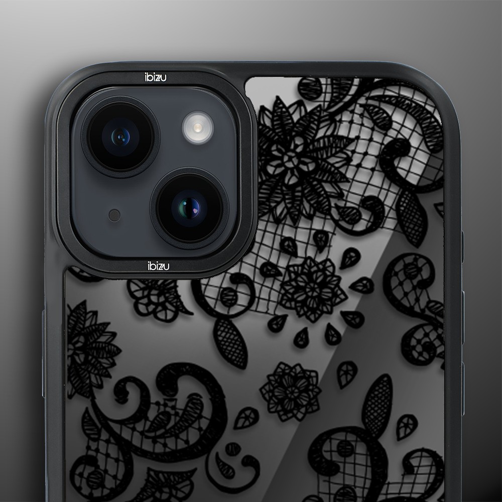 Etui do iPhone 14 Plus IBIZU DropGuard Matt z MagSafe, Midnight, Koronkowa czerń