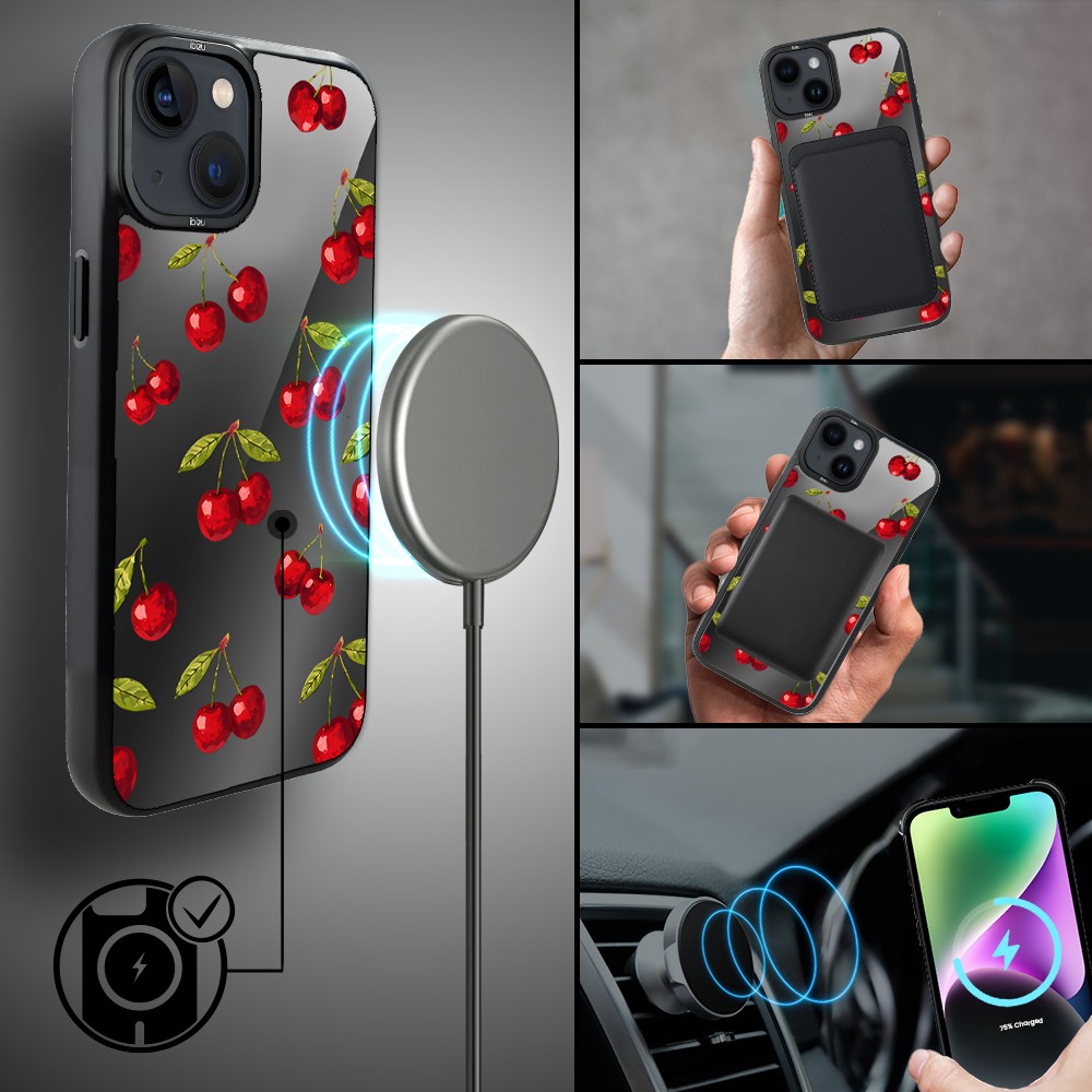 Etui do iPhone 14 Plus IBIZU DropGuard Matt z MagSafe, Midnight, Wiśniowa noc