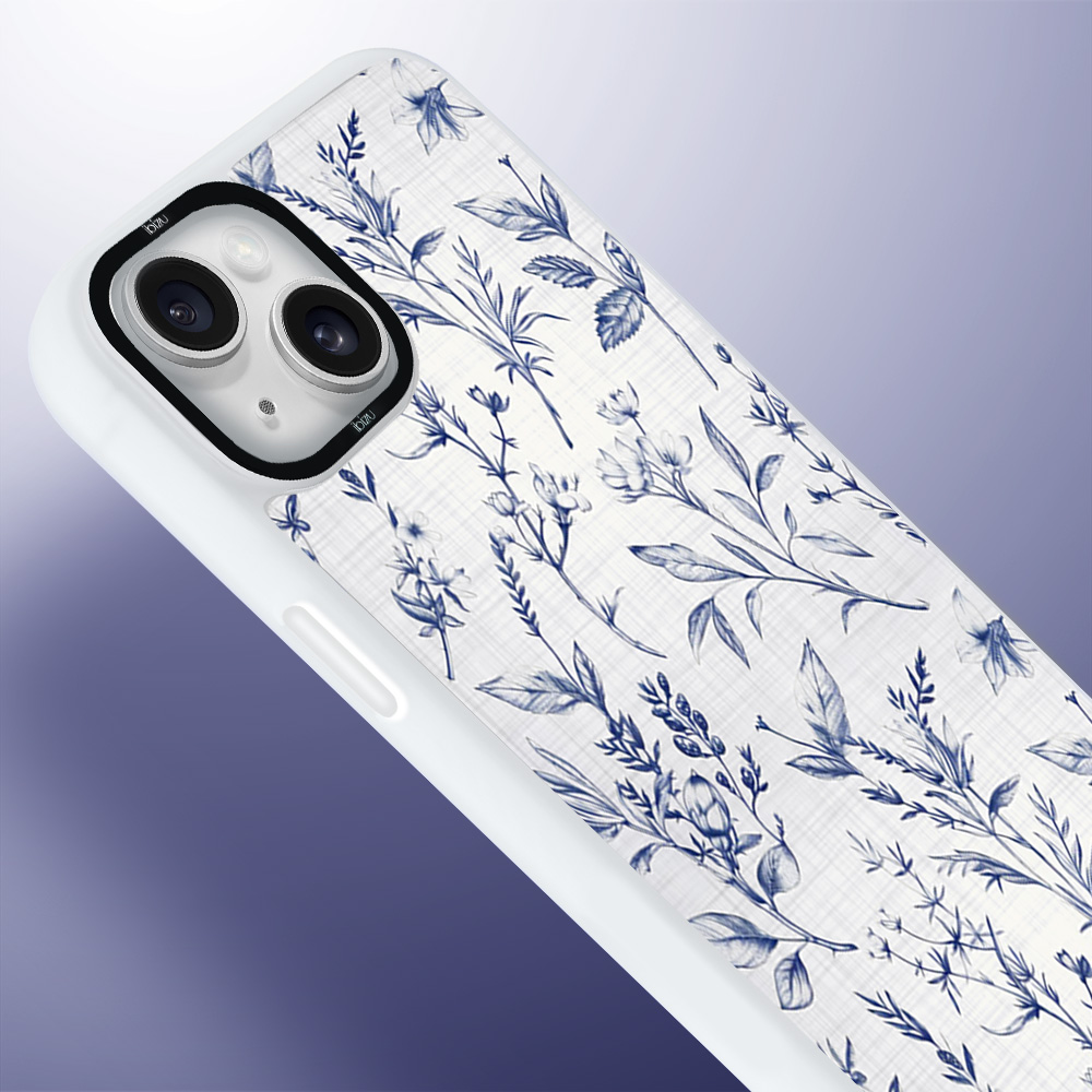 Etui do iPhone 14 IBIZU DropGuard Matt z MagSafe, Pastel Bloom, Lazurowe szepty