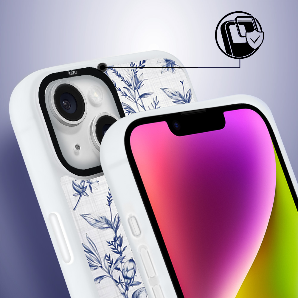 Etui do iPhone 14 IBIZU DropGuard Matt z MagSafe, Pastel Bloom, Lazurowe szepty