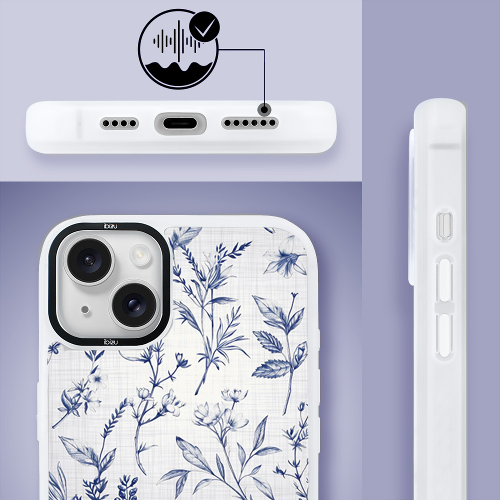 Etui do iPhone 14 IBIZU DropGuard Matt z MagSafe, Pastel Bloom, Lazurowe szepty