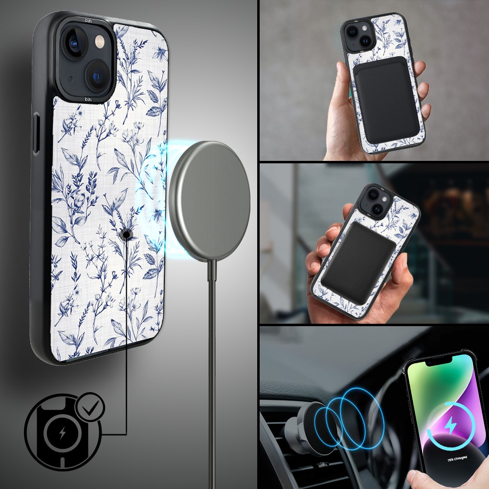 Etui do iPhone 14 Plus IBIZU DropGuard Matt z MagSafe, Pastel Bloom, Lazurowe szepty