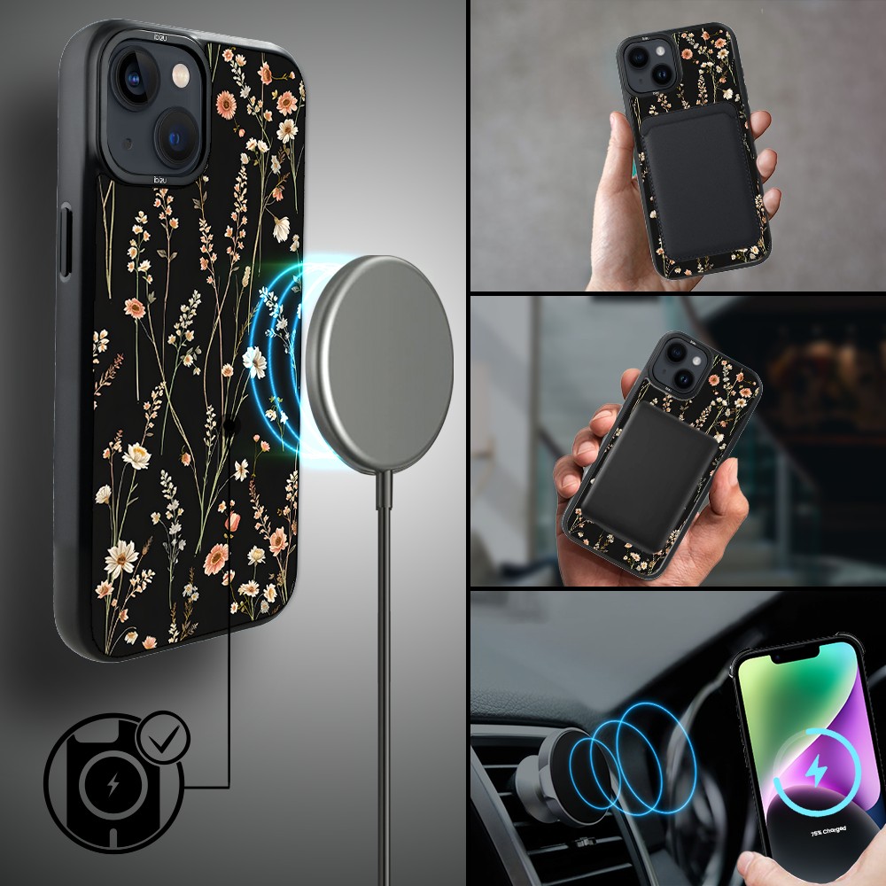 Etui do iPhone 14 Plus IBIZU DropGuard Matt z MagSafe, Pastel Bloom, Północny ogród