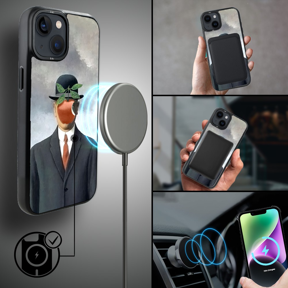 Etui do iPhone 14 Plus IBIZU DropGuard Matt z MagSafe, Rene Magritte, syn człowieczy