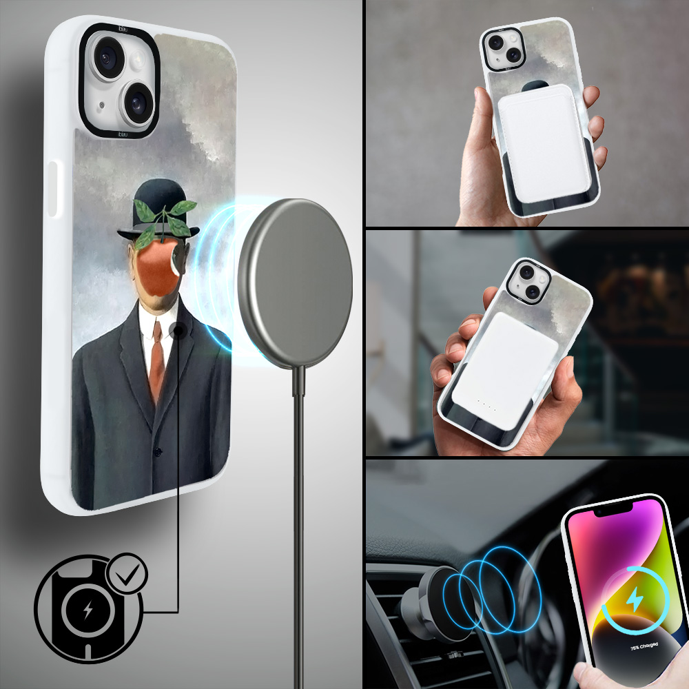 Etui do iPhone 14 Plus IBIZU DropGuard Matt z MagSafe, Rene Magritte, syn człowieczy