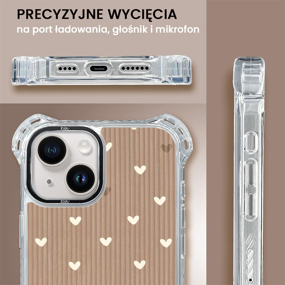 Etui do iPhone 14 Plus, Ibizu DropGuard Ultra z MagSafe, Boho, Pudrowe serca
