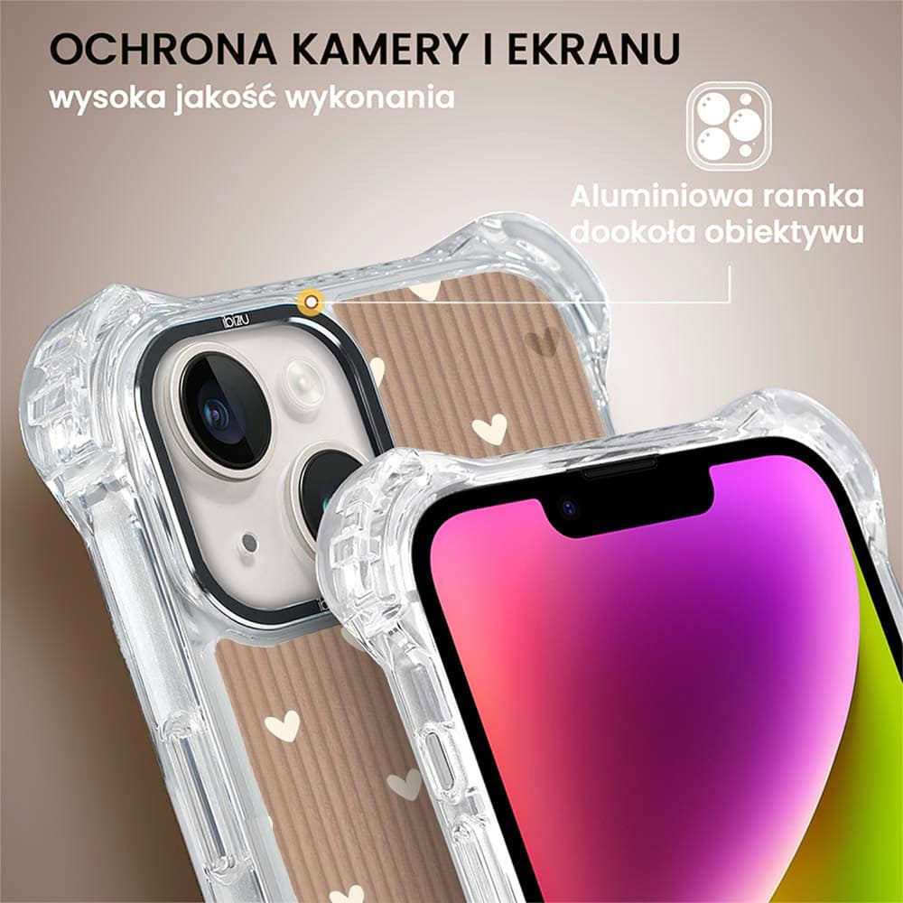 Etui do iPhone 14 Plus, Ibizu DropGuard Ultra z MagSafe, Boho, Pudrowe serca