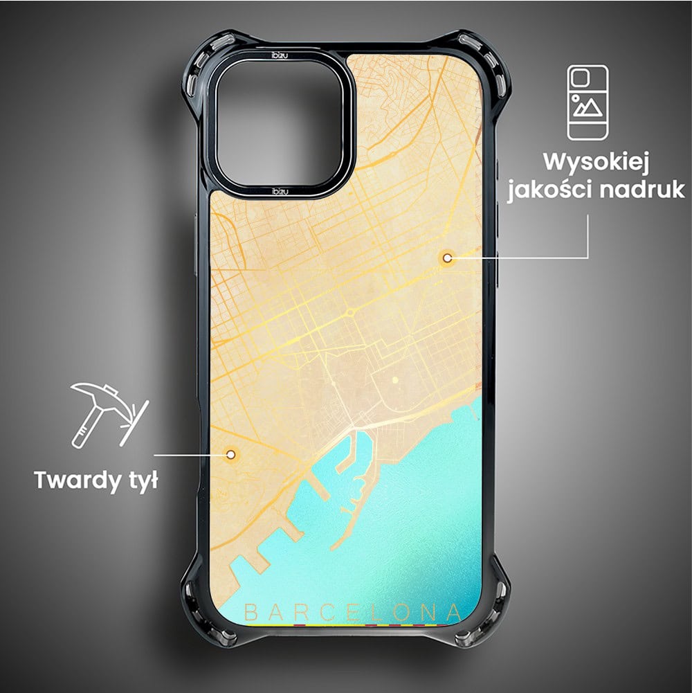 Etui do iPhone 14 Plus, Ibizu DropGuard Ultra z MagSafe, Mapy Świata, Barcelona