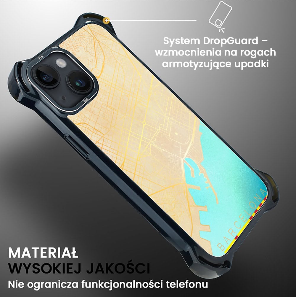 Etui do iPhone 14 Plus, Ibizu DropGuard Ultra z MagSafe, Mapy Świata, Barcelona