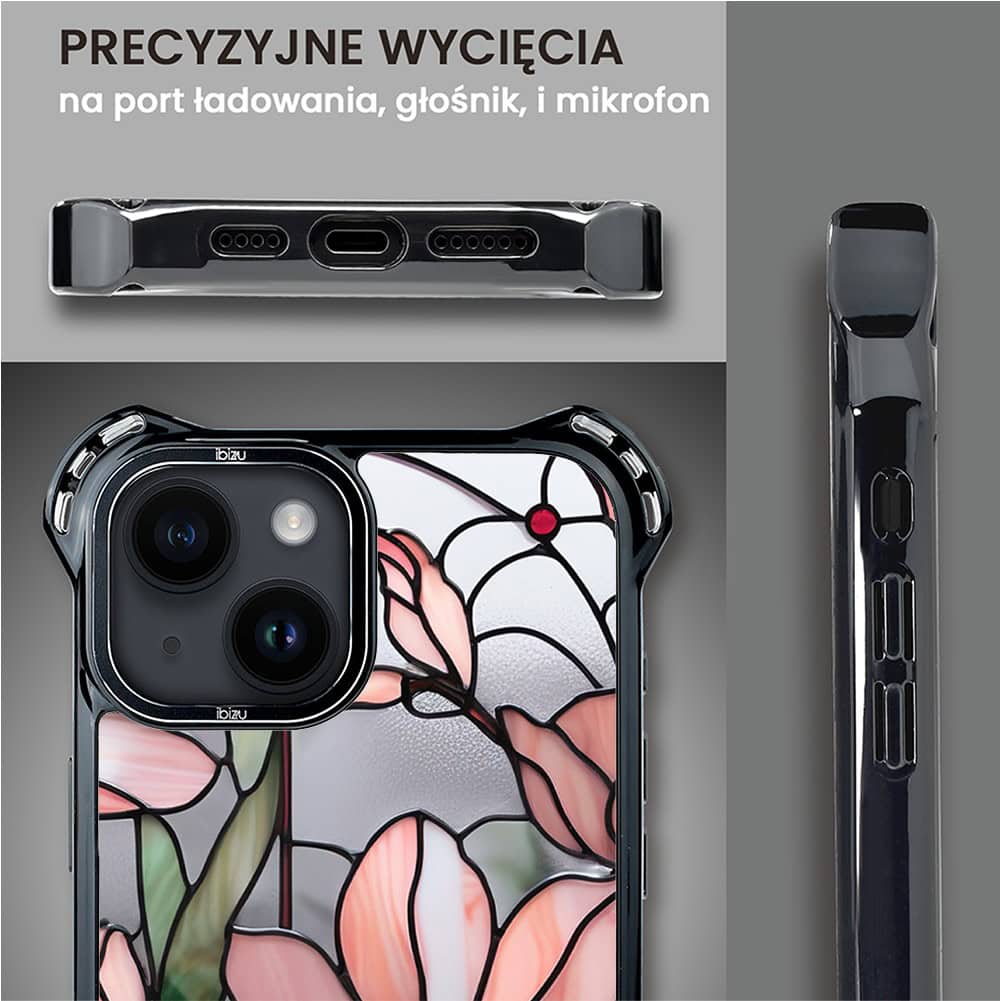 Etui do iPhone 14 Plus, Ibizu DropGuard Ultra z MagSafe, Barwy Szkła, Różowa magnolia