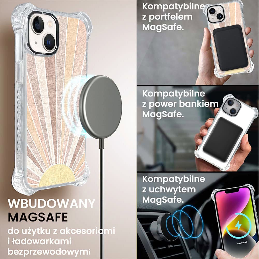 Etui do iPhone 14 Plus, Ibizu DropGuard Ultra z MagSafe, Boho, Wschód słońca