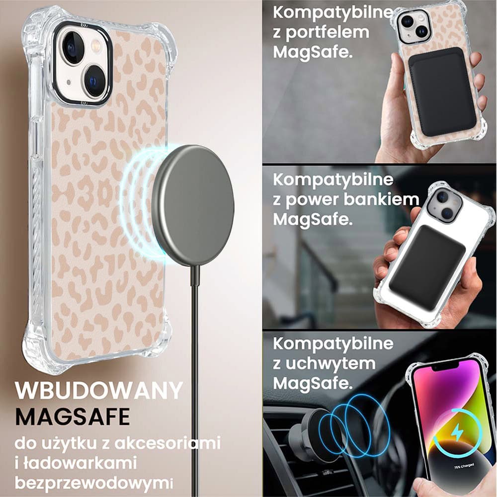 Etui do iPhone 14 Plus, Ibizu DropGuard Ultra z MagSafe, Boho, Delikatna panterka