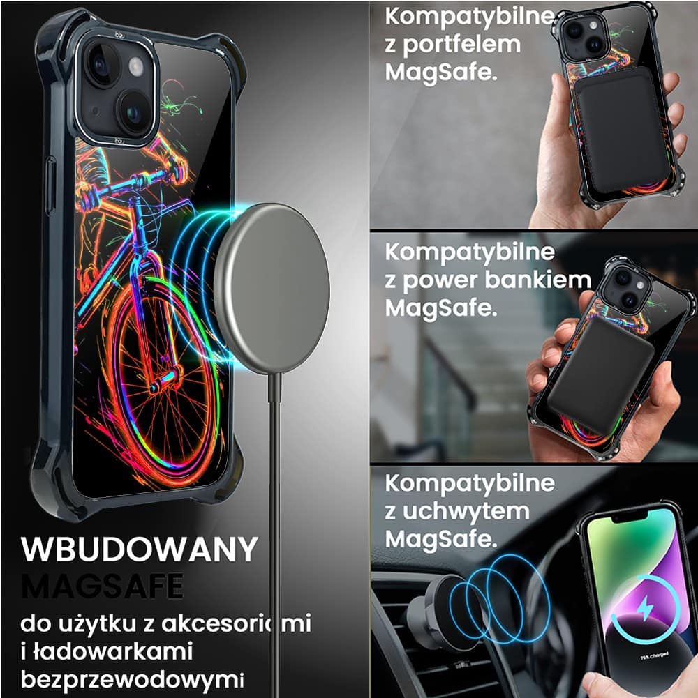 Etui do iPhone 14 Plus, Ibizu DropGuard Ultra z MagSafe, #ElectroMove, Rowerowa wibracja