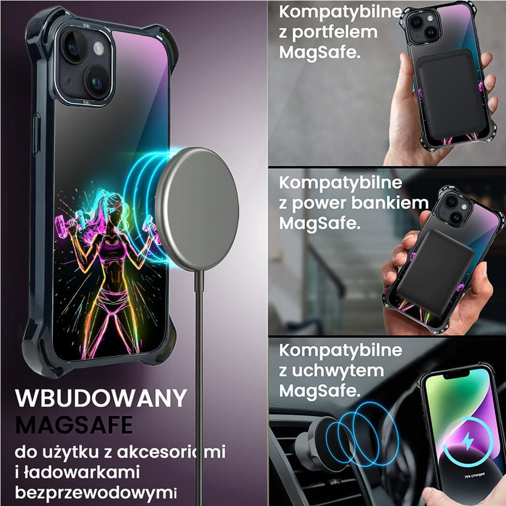 Etui do iPhone 14 Plus, Ibizu DropGuard Ultra z MagSafe, #ElectroMove, Wibracja fitness