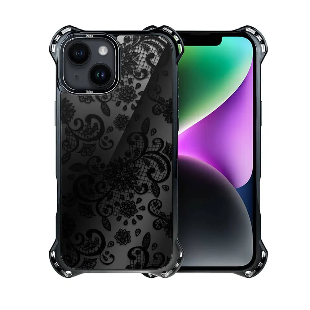 Etui do iPhone 14, Ibizu DropGuard Ultra z MagSafe, Midnight, Koronkowa czerń