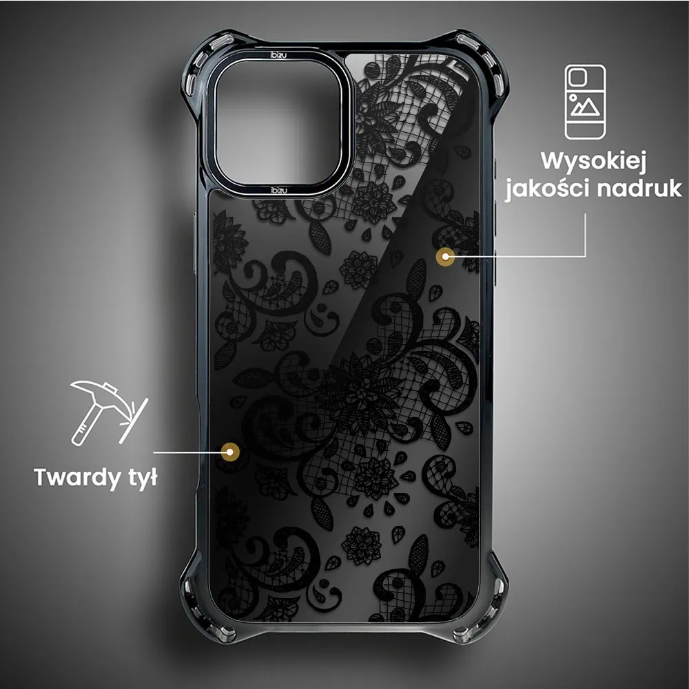 Etui do iPhone 14, Ibizu DropGuard Ultra z MagSafe, Midnight, Koronkowa czerń