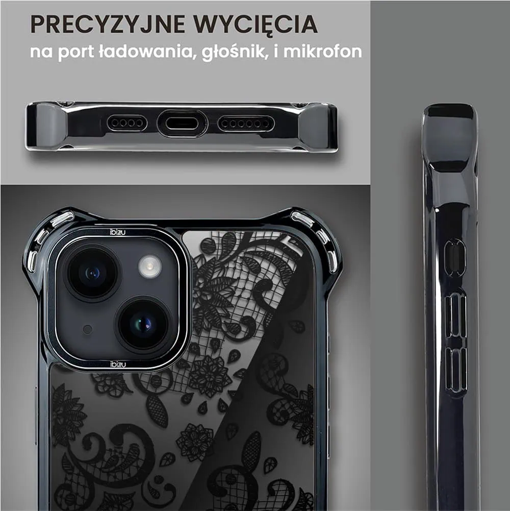 Etui do iPhone 14, Ibizu DropGuard Ultra z MagSafe, Midnight, Koronkowa czerń