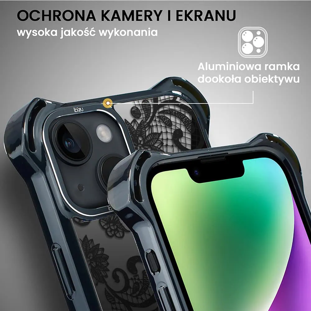 Etui do iPhone 14, Ibizu DropGuard Ultra z MagSafe, Midnight, Koronkowa czerń
