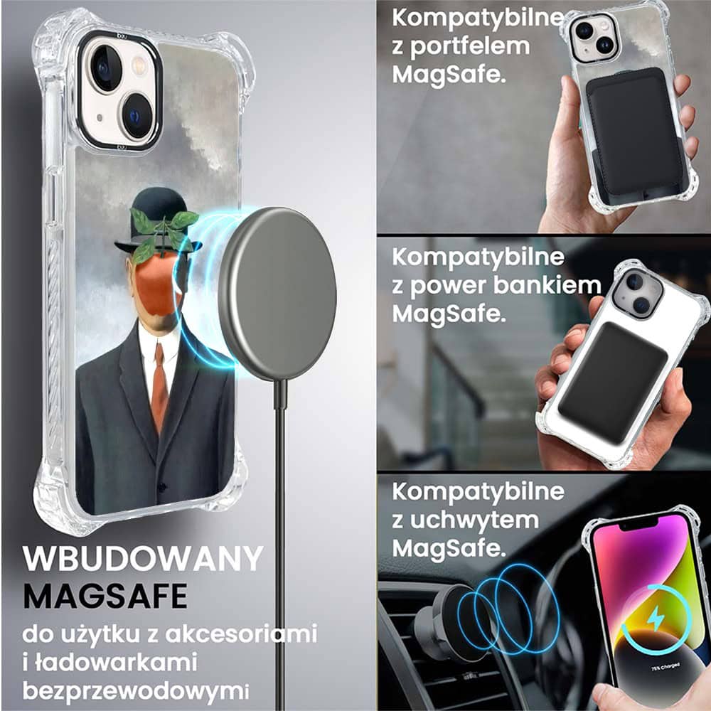Etui do iPhone 14, Ibizu DropGuard Ultra z MagSafe, Rene Magritte, syn człowieczy