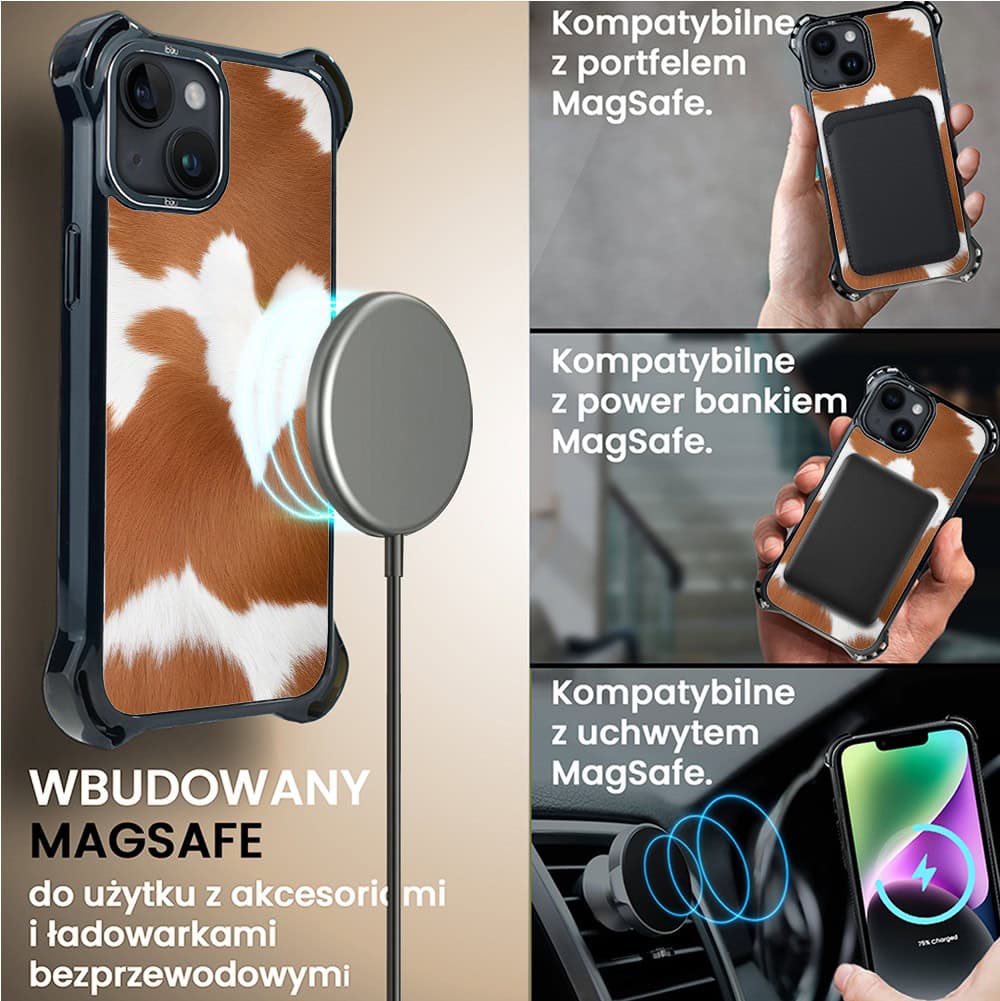 Etui do iPhone 14 Plus, Ibizu DropGuard Ultra z MagSafe, Zew Natury, Alpejska krowa