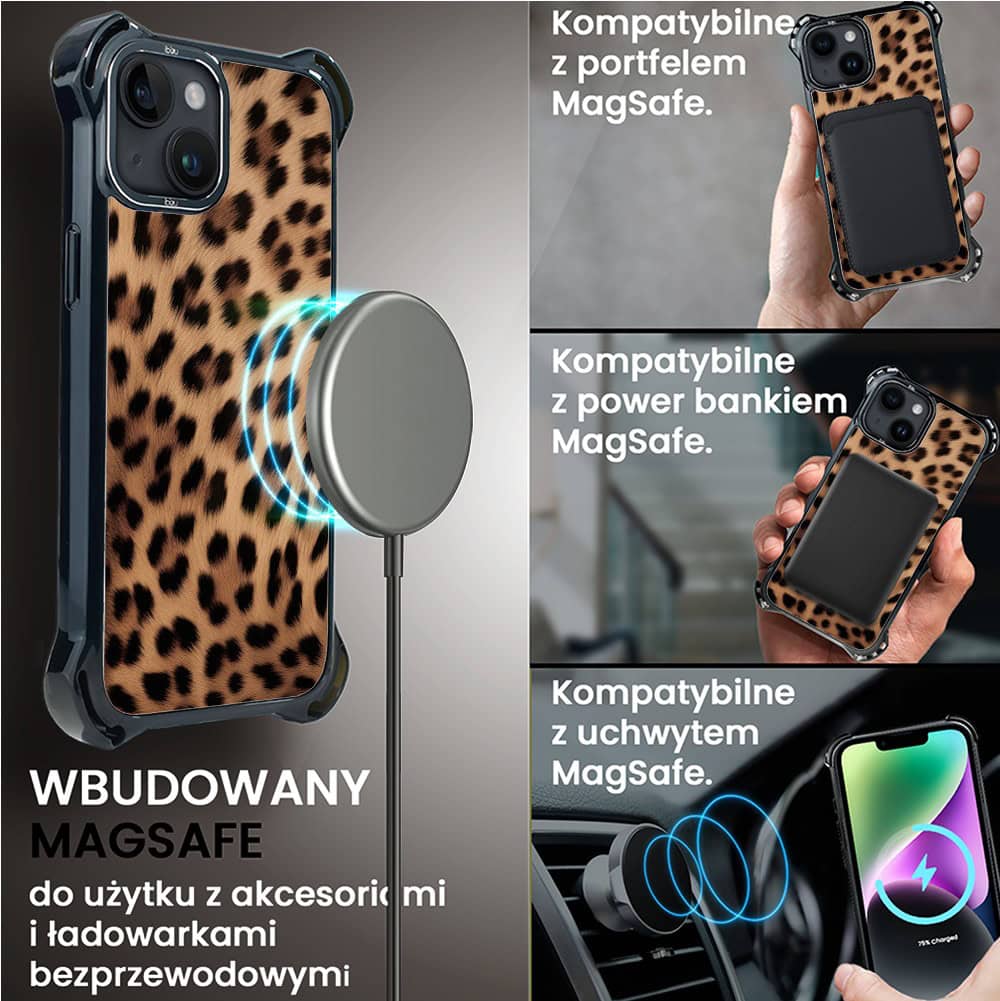 Etui do iPhone 14 Plus, Ibizu DropGuard Ultra z MagSafe, Zew Natury, Pantera