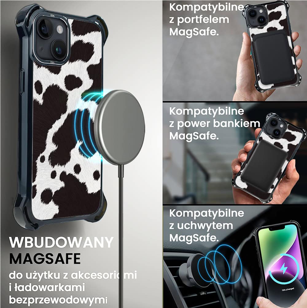 Etui do iPhone 14 Plus, Ibizu DropGuard Ultra z MagSafe, Zew Natury, Polska krowa