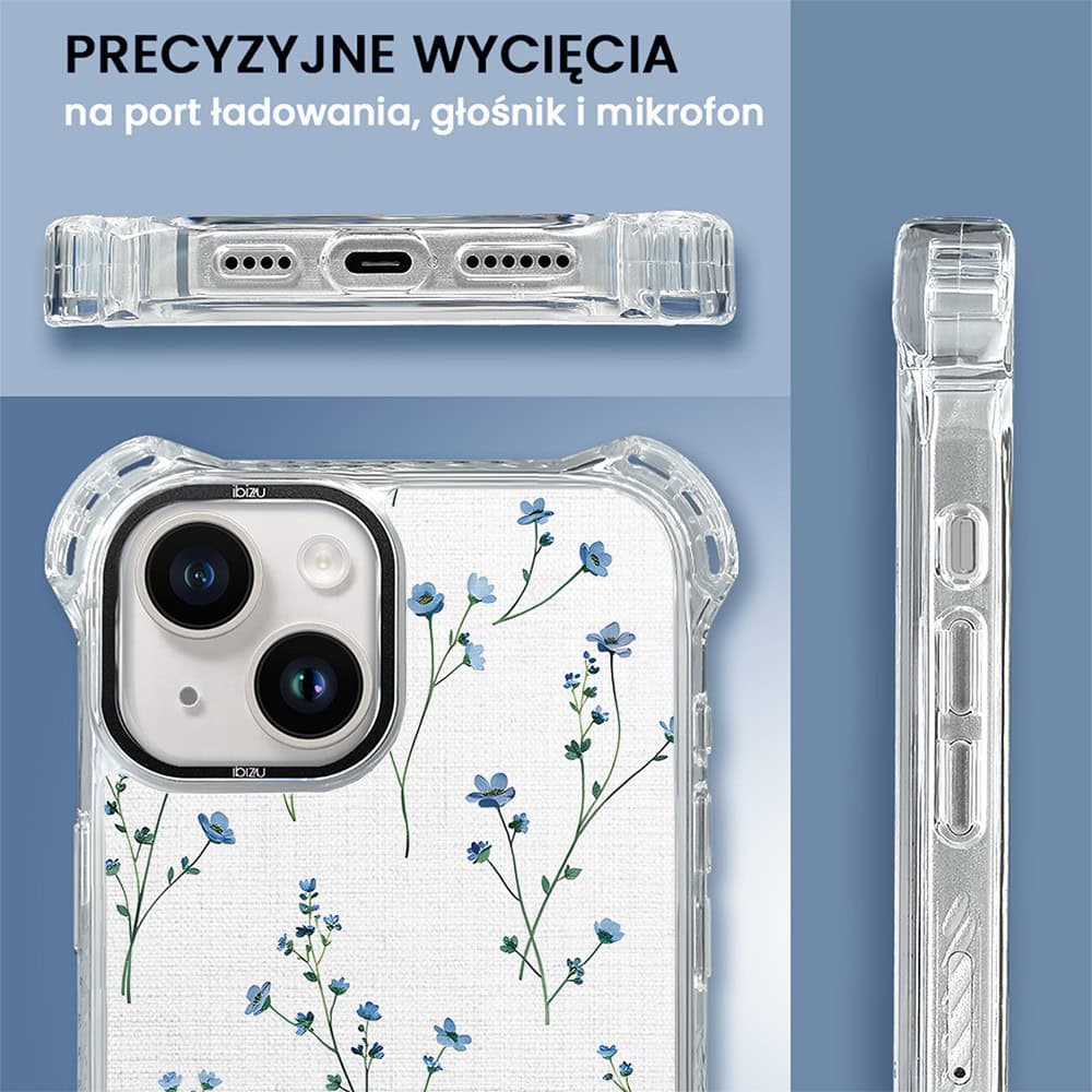 Etui do iPhone 14 Plus, Ibizu DropGuard Ultra z MagSafe, Pastel Bloom, Niebieski sen