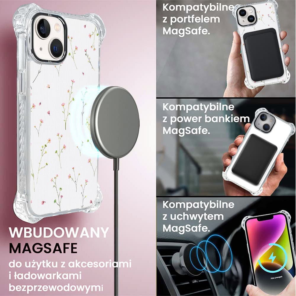 Etui do iPhone 14 Plus, Ibizu DropGuard Ultra z MagSafe, Pastel Bloom, Polna fantazja