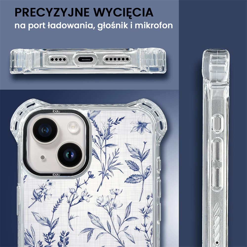 Etui do iPhone 14 Plus, Ibizu DropGuard Ultra z MagSafe, Pastel Bloom, Lazurowe szepty
