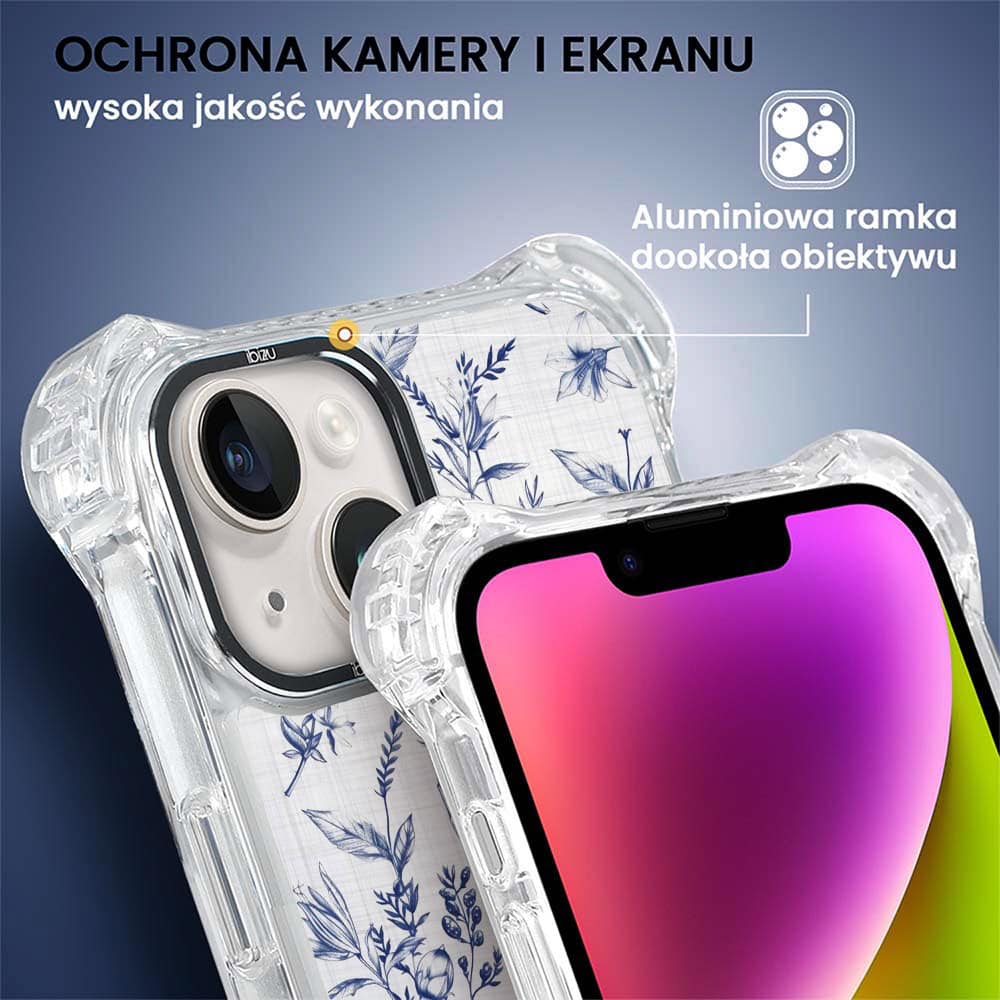 Etui do iPhone 14 Plus, Ibizu DropGuard Ultra z MagSafe, Pastel Bloom, Lazurowe szepty