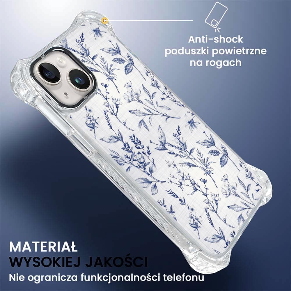 Etui do iPhone 14 Plus, Ibizu DropGuard Ultra z MagSafe, Pastel Bloom, Lazurowe szepty